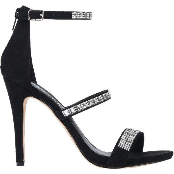 Sandali con strass effetto scamosciato con zip e punta tonda tinta unita Madden Girl nero tinta unita