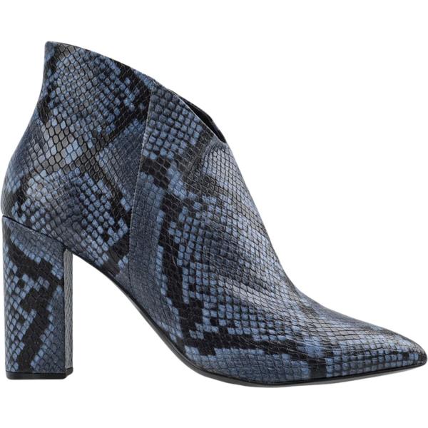 Stivaletti con stampa e tacco squadrato con zip a punta in pelle Bruno Premi blu animalier