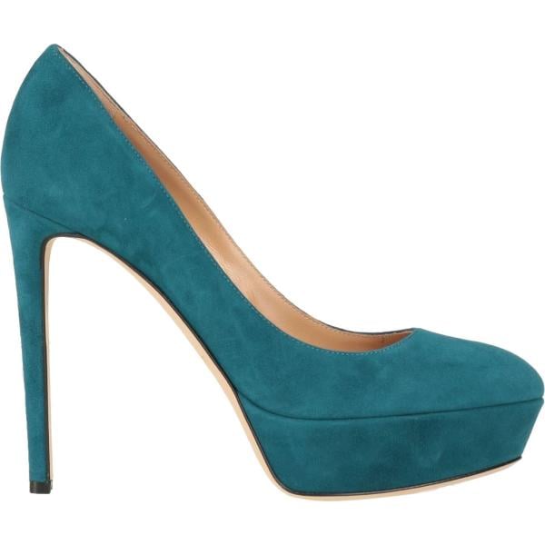 Décolleté da donna in blu medio effetto scamosciato con tacco spillo a punta tonda in pelle Sergio Rossi Sergio Rossi