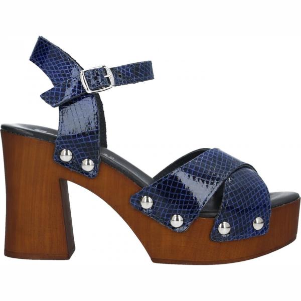 sandali in pelle Geneve blu animalier
