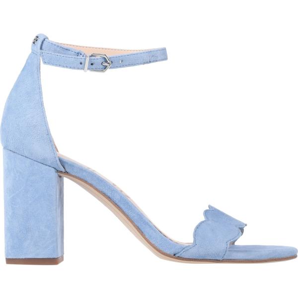 Sandali pelle effetto scamosciato con tacco squadrato e cinturino interno foderato con punta tonda tinta unita Sam Edelman blu tinta unita