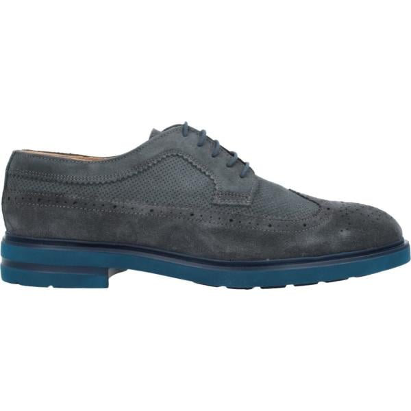 scarpe stringate da uomo in grigio scuro effetto scamosciato con tacco squadrato a punta tonda in pelle Docksteps