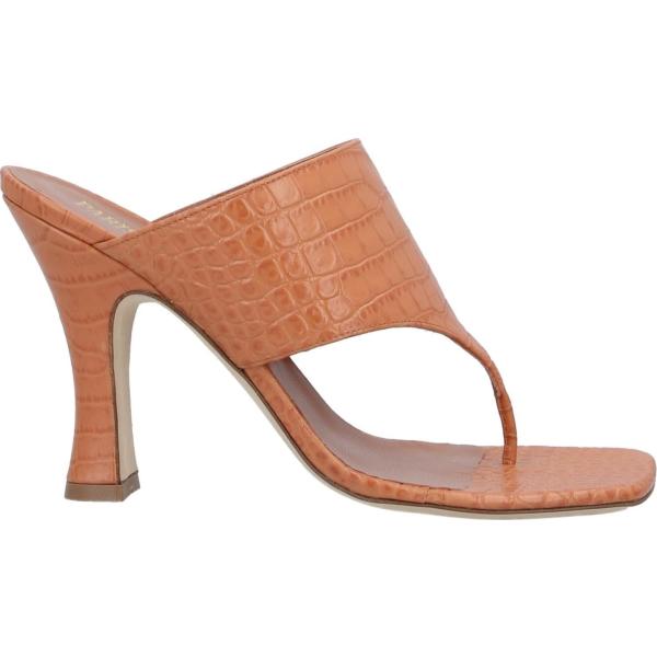 ciabatte da donna in marrone chiaro con stampe con tacco a punta quadrata in pelle Paris Texas