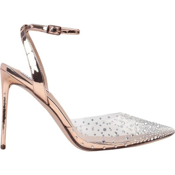 décolleté da donna in bianco neve con strass con tacco spillo a punta con cinturino Steve Madden