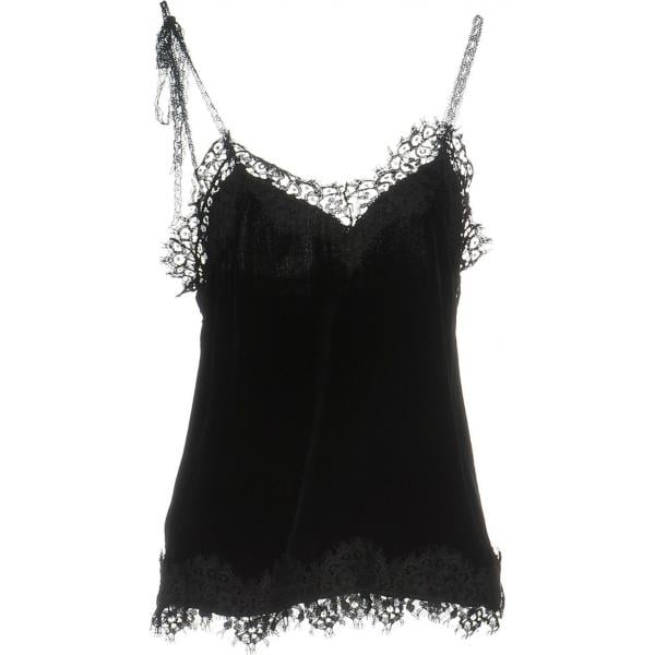 Top con pizzo scollatura profonda senza maniche in velluto tinta unita Pinko tinta unita