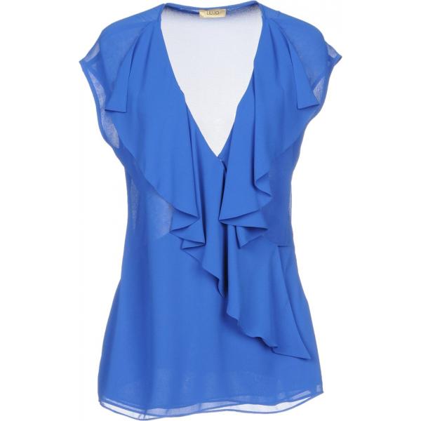 Top chiffon collo a v senza maniche con zip tinta unita Liu •Jo tinta unita