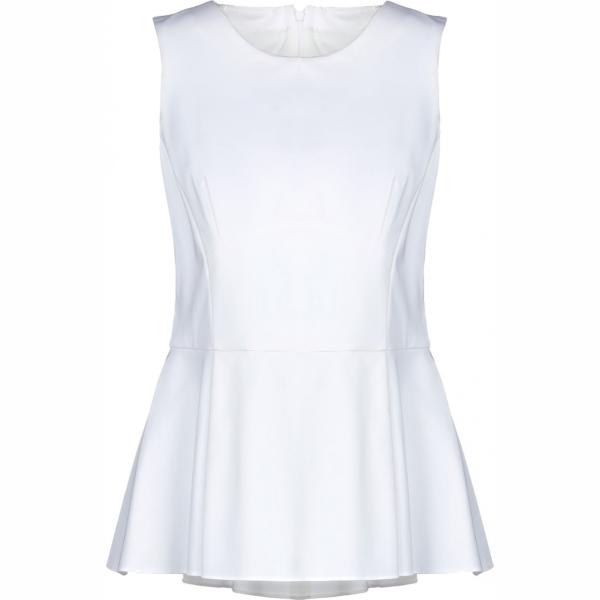 Top collo tondo con zip jersey Pinko bianco tinta unita