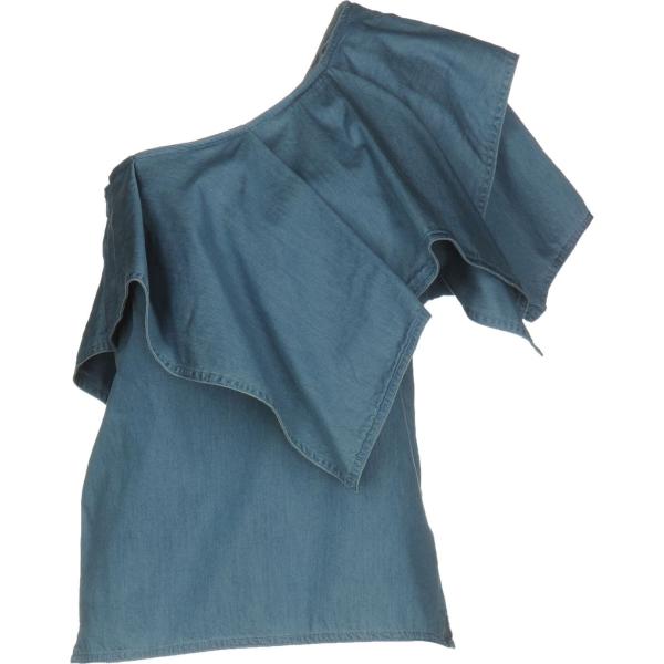 Top monospalla in denim senza tasche tinta unita Weili Zheng tinta unita