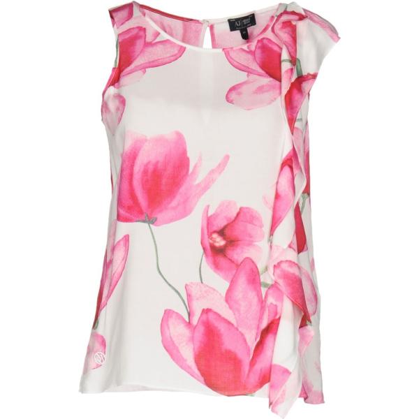 Top fantasia floreale collo tondo senza maniche in viscosa con bottoni Armani Jeans a fiori