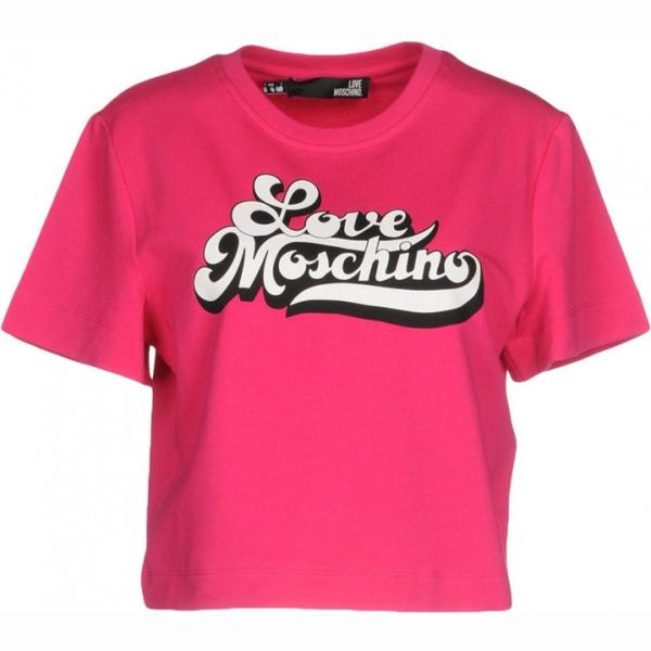 Felpa senza tasche collo tondo a maniche corte tinta unita Love Moschino tinta unita