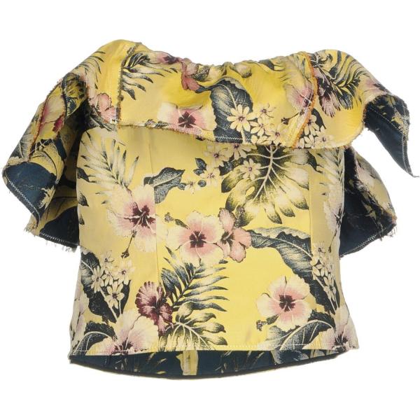 Top con balze fantasia floreale scollatura profonda senza maniche con zip jacquard PHILOSOPHY di LORENZO SERAFI... a fiori