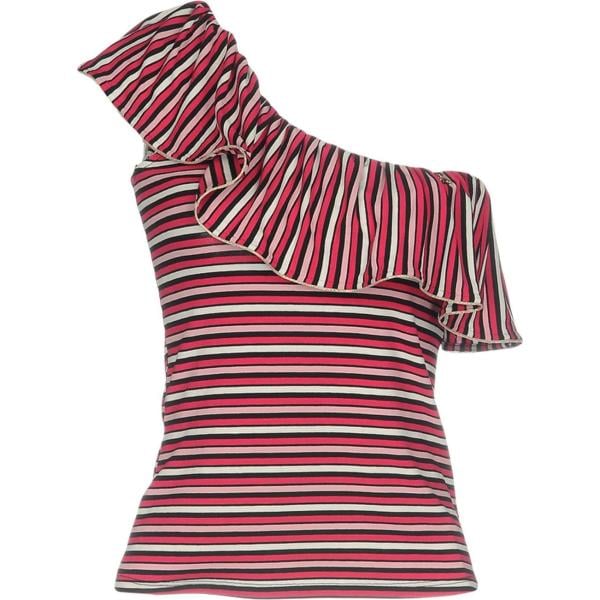 Top a righe effetto laminato scollatura profonda senza maniche jersey Patrizia Pepe a righe