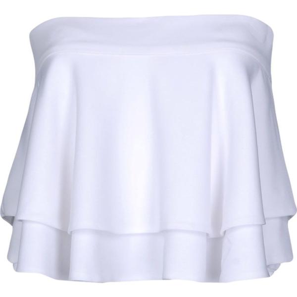 Top con balze scollatura profonda senza maniche con fasce crêpe Space Simona Corsellini bianco tinta unita