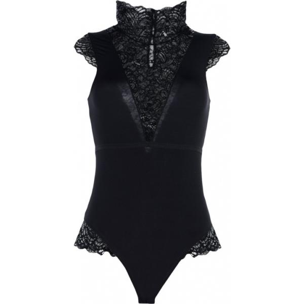 Top con pizzo collo alto jersey Pieces tinta unita