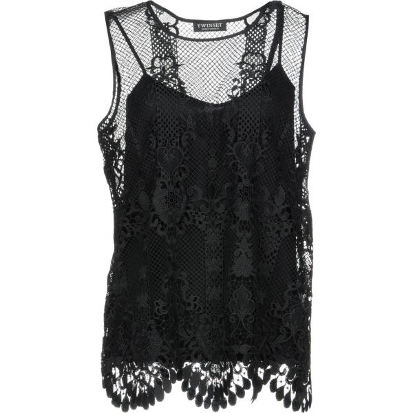 top Twinset nero tinta unita