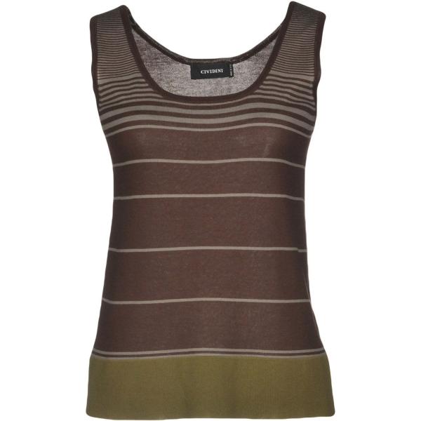 Canottiera a righe lavorato a maglia collo tondo in cotone Cividini a righe