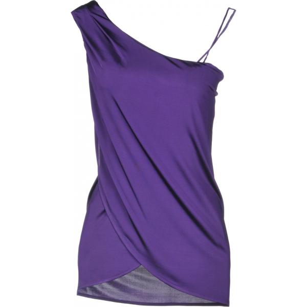 Top monospalla scollatura profonda jersey Patrizia Pepe Sera viola tinta unita