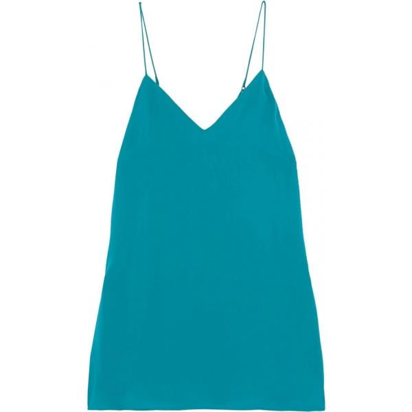 Top collo a v interno foderato in seta tinta unita Haute Hippie tinta unita