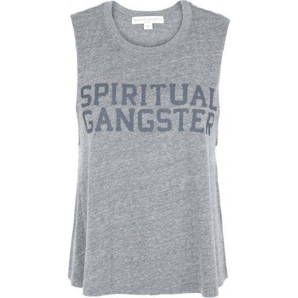 Top con stampa collo tondo senza maniche jersey Spiritual Gangster con stampe