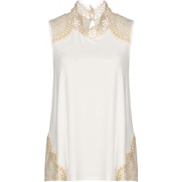 Top con pizzo collo alto senza maniche spacchetti laterali jersey Twinset tinta unita