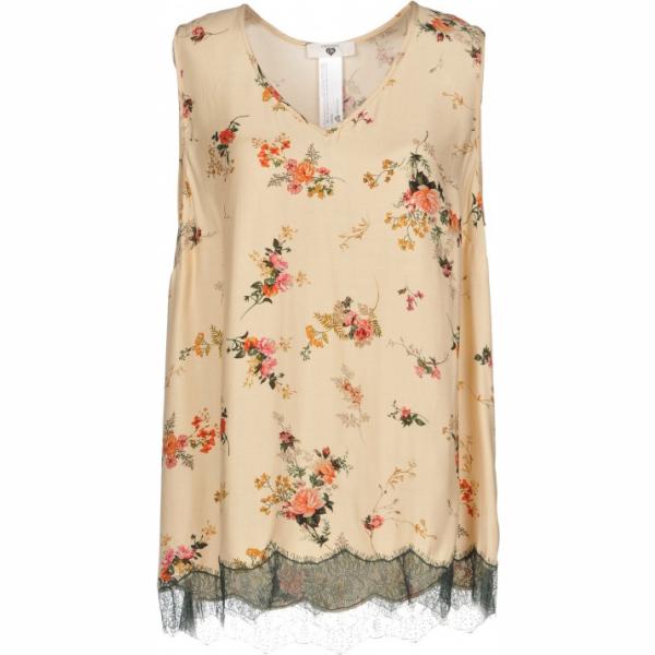 Top con pizzo fantasia floreale collo a v senza maniche in raso Twinset a fiori