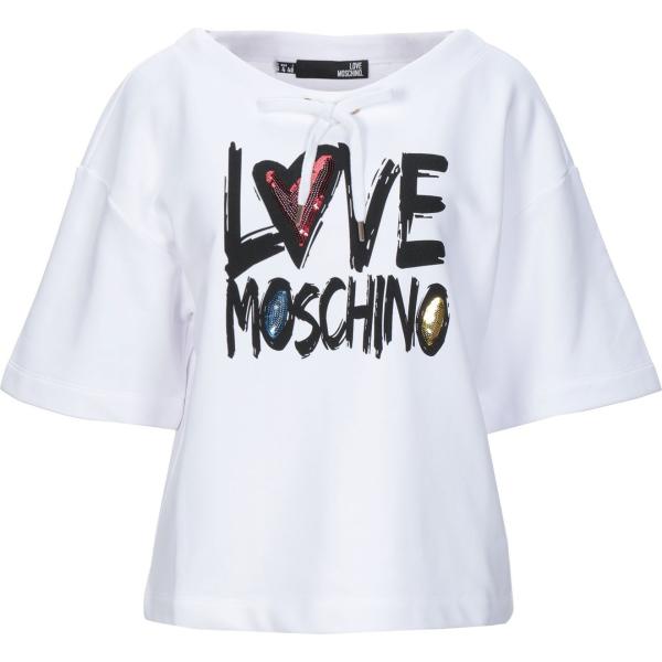 felpa Love Moschino bianco tinta unita
