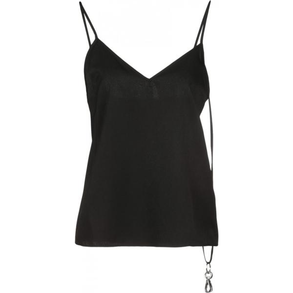 Top scollatura profonda senza maniche twill Mm6 Maison Margiela nero tinta unita