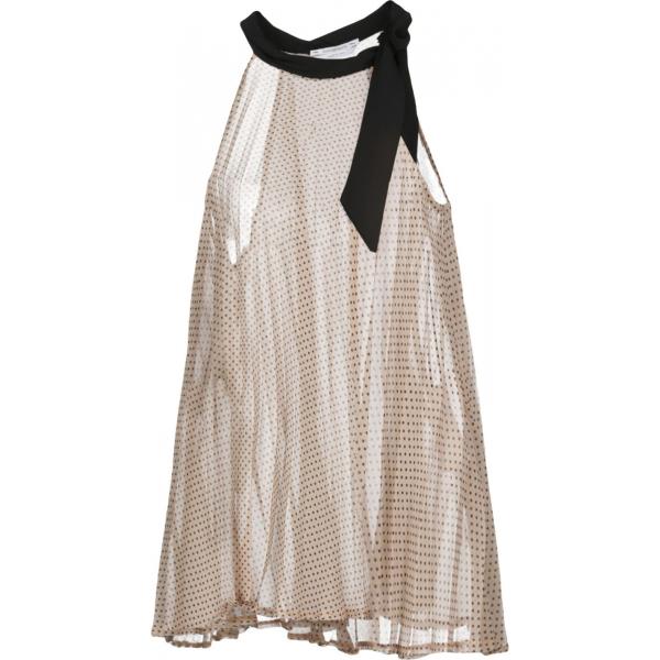 Top con fiocco a pois chiffon Biancoghiaccio a pois