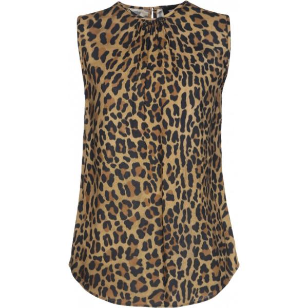 Top fantasia collo tondo in seta con bottoni Dsquared2 animalier