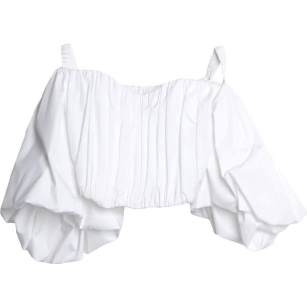 Top con arricciature scollatura profonda a maniche corte in cotone senza tasche tinta unita Ellery tinta unita