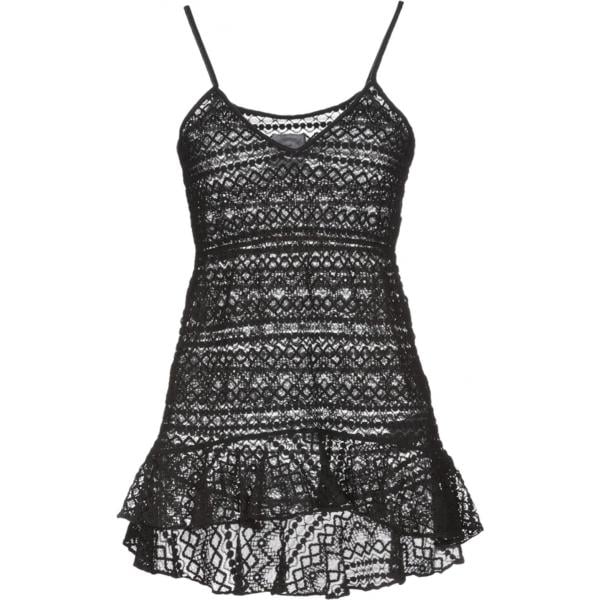 Top con pizzo collo a v tinta unita rosa Pink Memories nero tinta unita