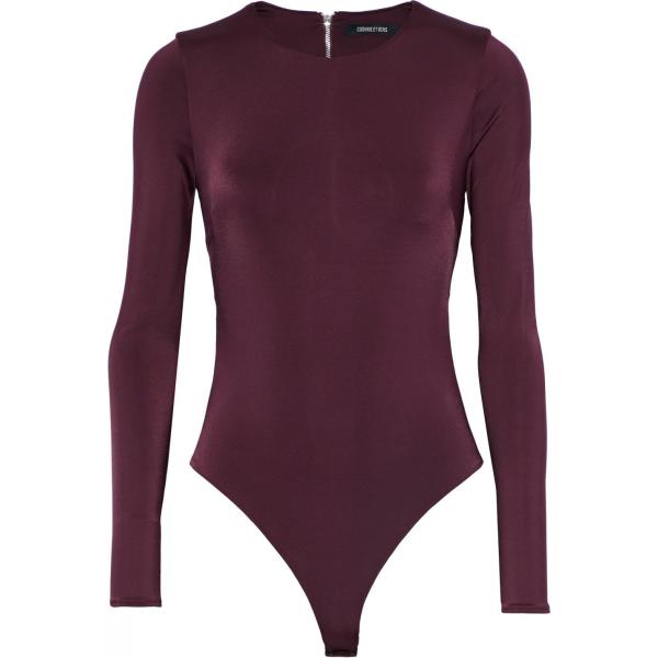 T-shirt collo tondo a maniche lunghe con zip jersey Cushnie viola tinta unita