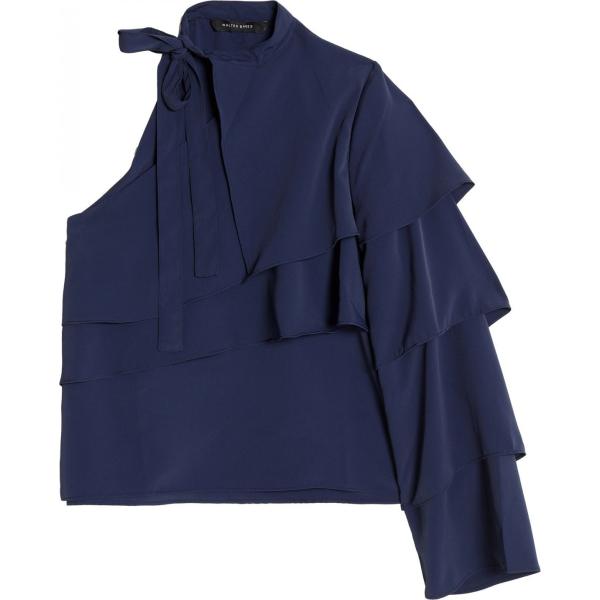 Top monospalla con ruches collo tondo senza tasche crêpe Walter Baker tinta unita