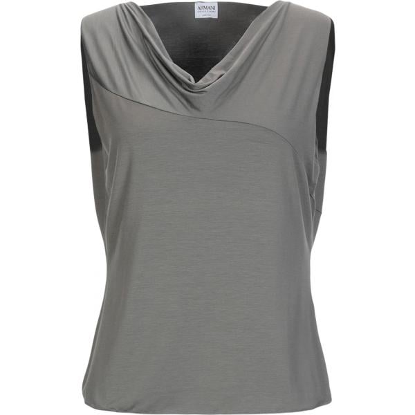T-shirt con drappeggio scollatura jersey Armani Collezioni tinta unita