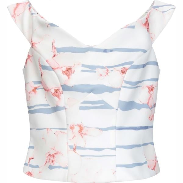 Top fantasia floreale collo a v con zip jersey No Secrets a fiori
