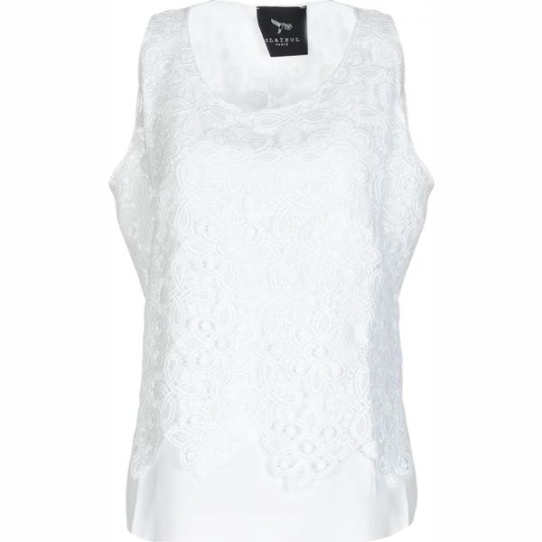 Top con pizzo collo tondo crêpe GLAЇEUL Paris tinta unita