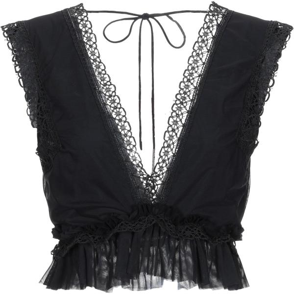 Top con pizzo scollatura profonda senza maniche con laccetti in tulle tinta unita Christies À Porter tinta unita