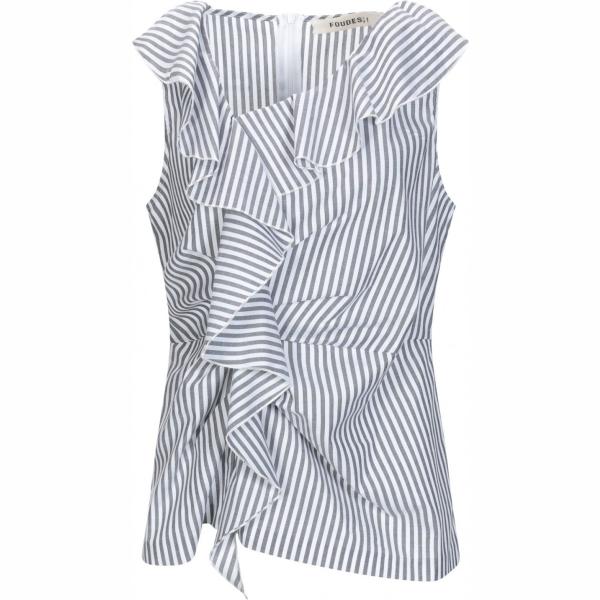 Top a righe con ruches senza maniche con zip elasticizzato Foudesir a righe