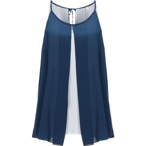 Top fantasia scollatura profonda in raso vestibilità ridotta Pianurastudio blu