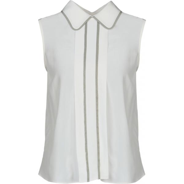 Top collo classico in seta crêpe Emporio Armani tinta unita