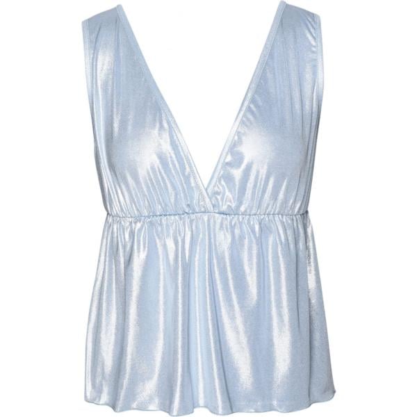 top Pierre Darré blu tinta unita