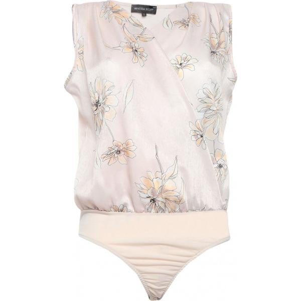 Top fantasia floreale scollatura profonda in raso Vanessa Scott a fiori