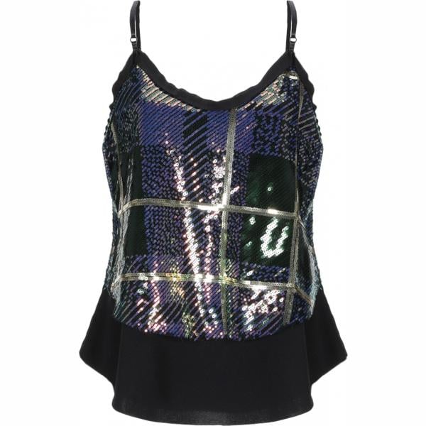 Top con strass fantasia multicolore scollatura profonda senza maniche jersey Vanessa Scott multicolore