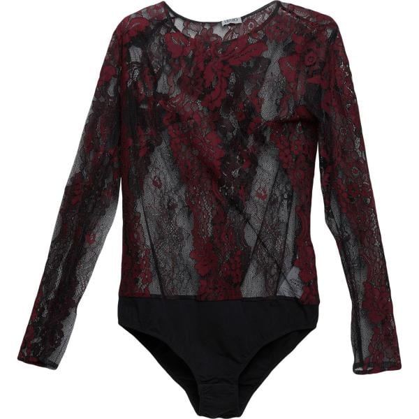 Corpo da donna in nero pece con pizzo girocollo a maniche lunghe in viscosa Liu •Jo Liu •Jo