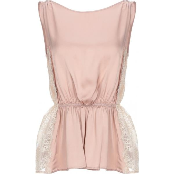 Top con pizzo senza maniche in raso con arricciature e pieghe Semicouture tinta unita