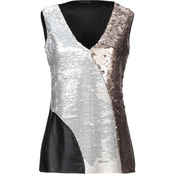 Top fantasia multicolore con paillettes collo a v senza maniche in pelle sintetica jersey Giorgia  & Johns multicolore
