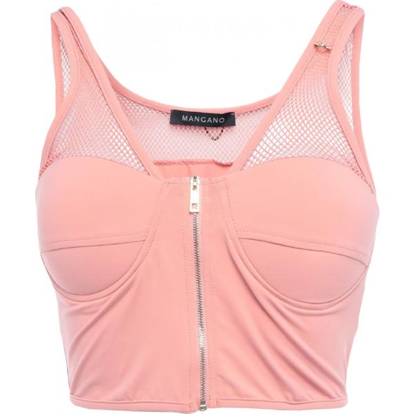 top Mangano rosa tinta unita