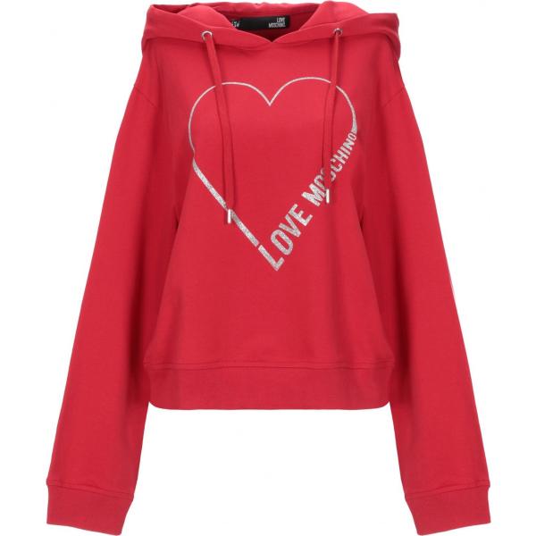 felpa con cappuccio Love Moschino rosso tinta unita