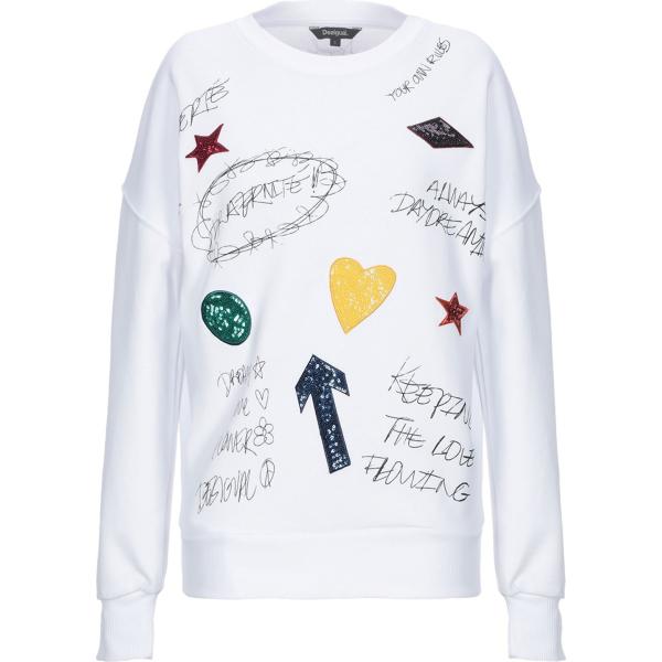 Felpa senza tasche con paillettes collo tondo a maniche lunghe in cotone tinta unita Desigual tinta unita