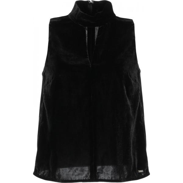 Top collo alto senza maniche con zip in velluto tinta unita Armani Exchange nero tinta unita